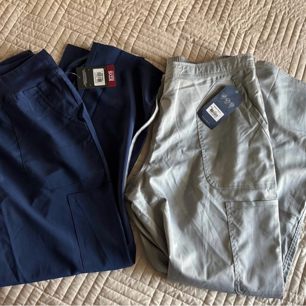 Dickies Men's Navy and Light Gray Jogger Pants - Drawstring Waist